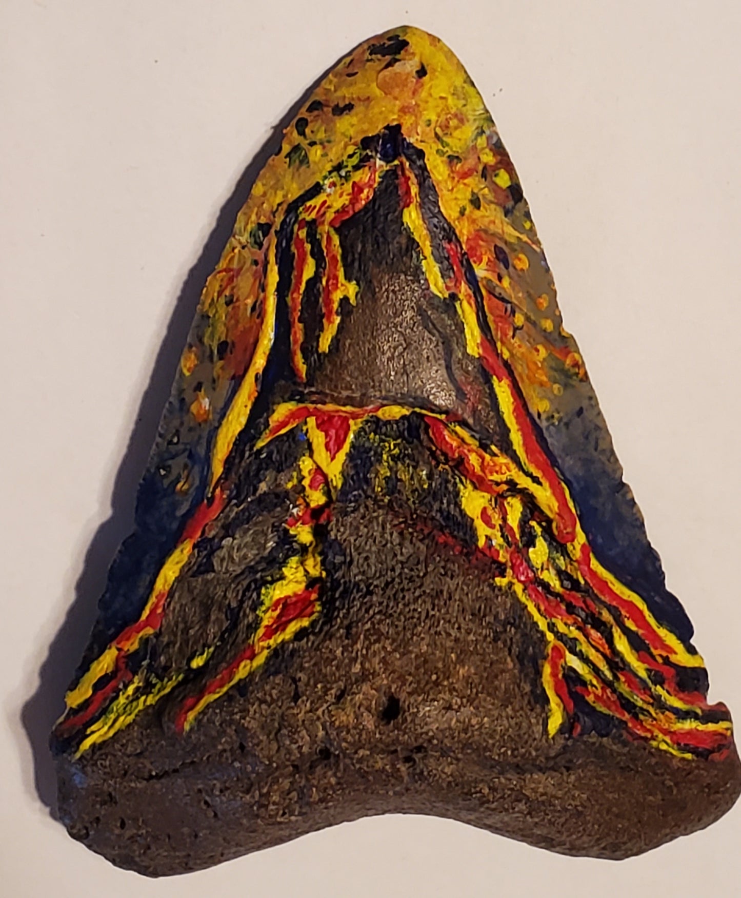 4.0" Megalodon tooth Painted Volcano